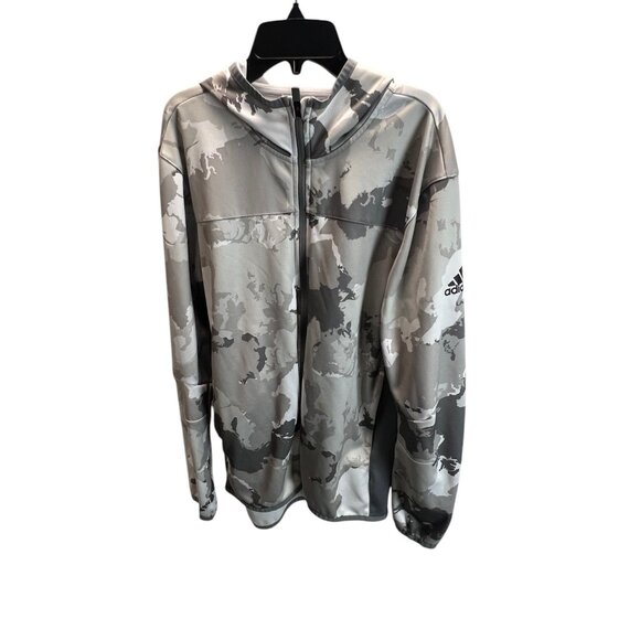 Adidas AEROREADY Mens Camouflage Full-Zip Hoodie M Gray White Activewear Gym - Picture 1 of 14